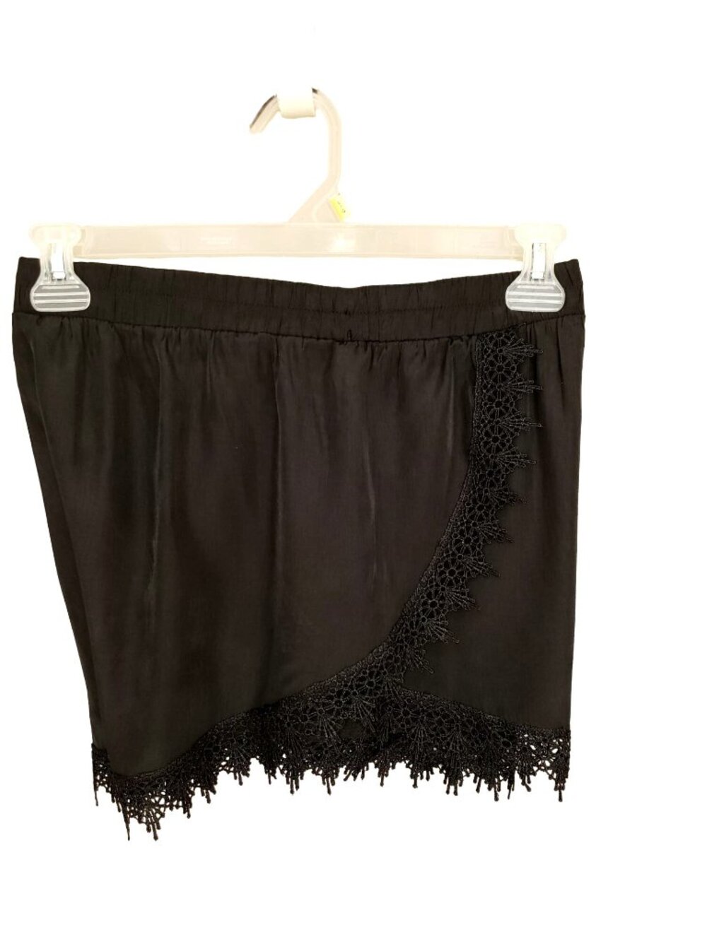 Womens L Black Lace Shorts High Waist Crochet Dressy Chic Beach Flowy Design - Picture 8 of 10